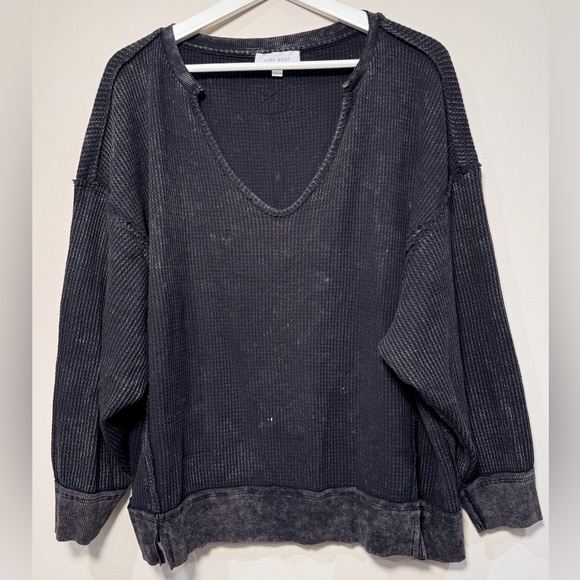 Tops - Pink Rose Thermal Knit Top — Size M (Oversized Fit)